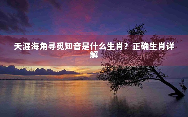 天涯海角寻觅知音是什么生肖？正确生肖详解