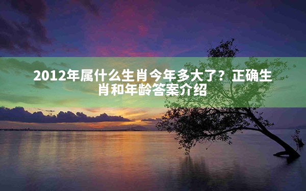 2012年属什么生肖今年多大了？正确生肖和年龄答案介绍